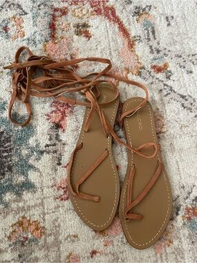 Pilcro Lace-Up Tan Leather Gladiator Sandals
